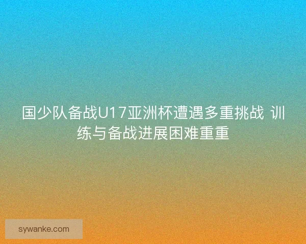 国少队备战U17亚洲杯遭遇多重挑战 训练与备战进展困难重重